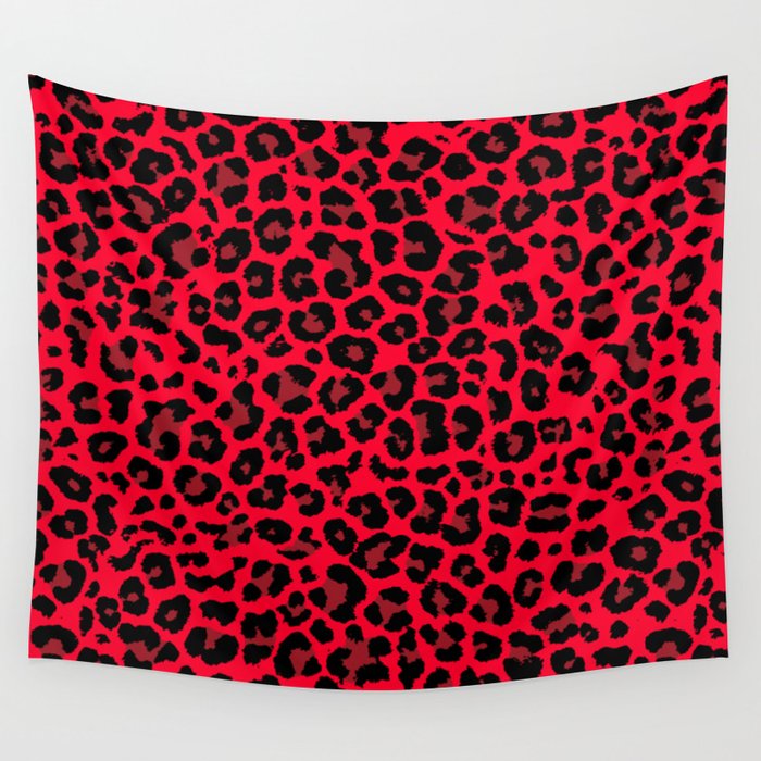 Red leopard print Wall Tapestry