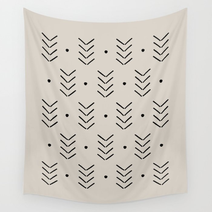 Arrow Lines Geometric Pattern 12 in creamy grey Wall Tapestry
