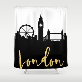 LONDON ENGLAND DESIGNER SILHOUETTE SKYLINE ART Shower Curtain