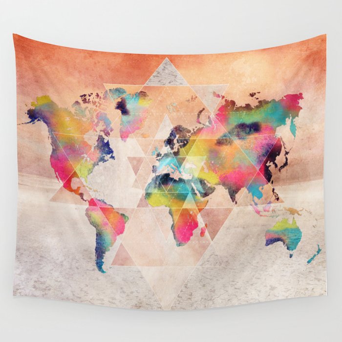 World Map 33 Sacred Wall Tapestry By Jbjart