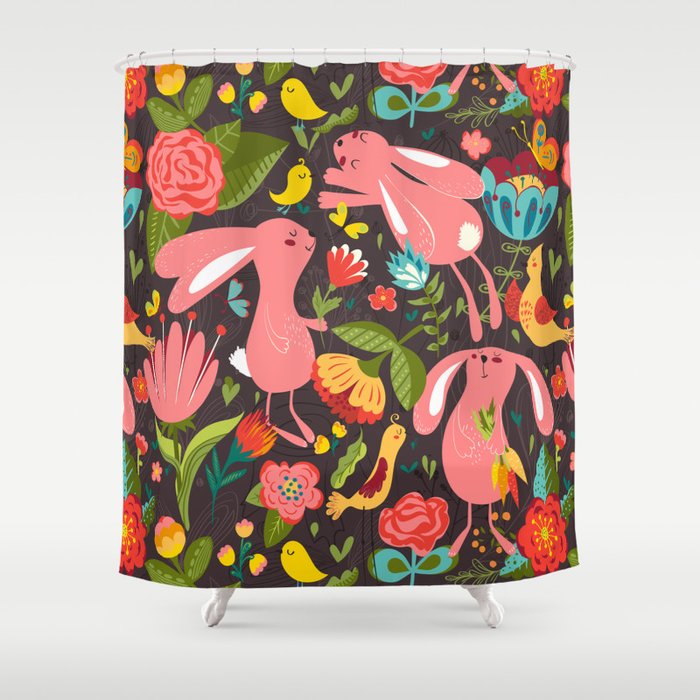 Bunnies in the wild Shower Curtain