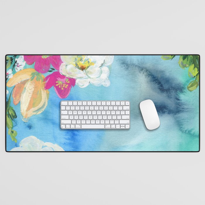 floating flowers: anemone, frezia, magnolia Desk Mat