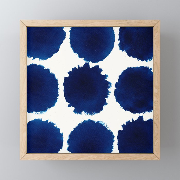 Painted Spots (blue) Framed Mini Art Print