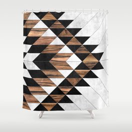 Urban Tribal Pattern No.9 - Aztec - Concrete and Wood Shower Curtain