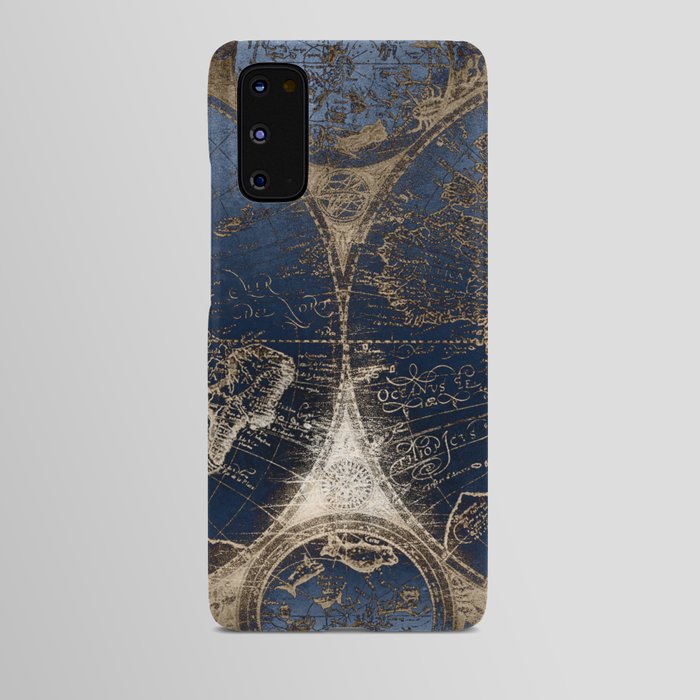 World Map Deep Blue and Gold Android Case