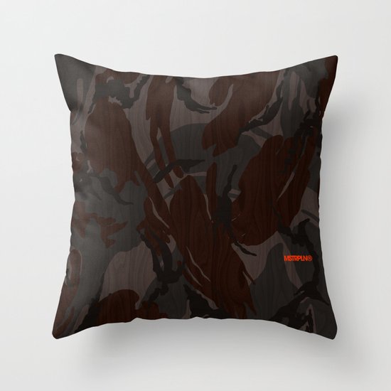 Modern Woodgrain Camouflage / British DPM Throw Pillow
