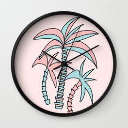 Retro Summer Palm Trees #1 #minimal #decor #art #society6 Wall Clock