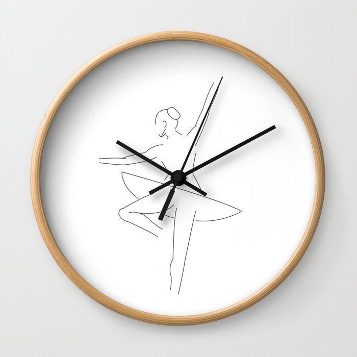 Minimal Drawing of Ballerina Wall Clock