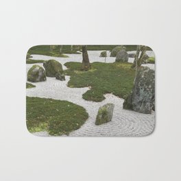 Zen Garden Bath Mat | Calm, Rockgarden, Abstract, Serene, Green, Asian, Japanese, Rocks, Landscape, Garden 