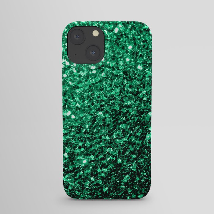 Emerald Green faux glitter sparkles iPhone Case