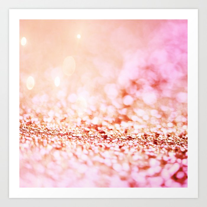 Pink shiny glitter - Sparkle Girly Valentine Backdrop Art Print