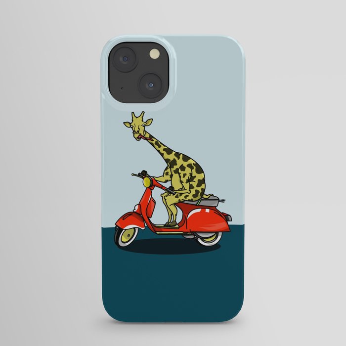 Giraffe riding a moped iPhone Case