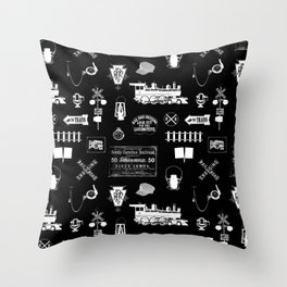 Railroad Symbols on Black Throw Pillow
