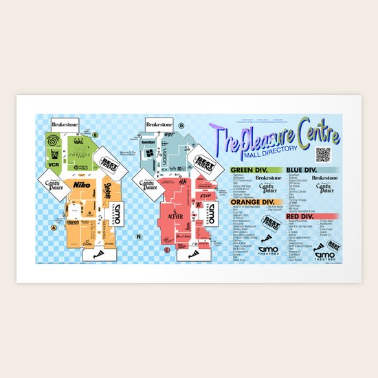 Metallic Ghosts "The Pleasure Centre" Mall Directory Art Print