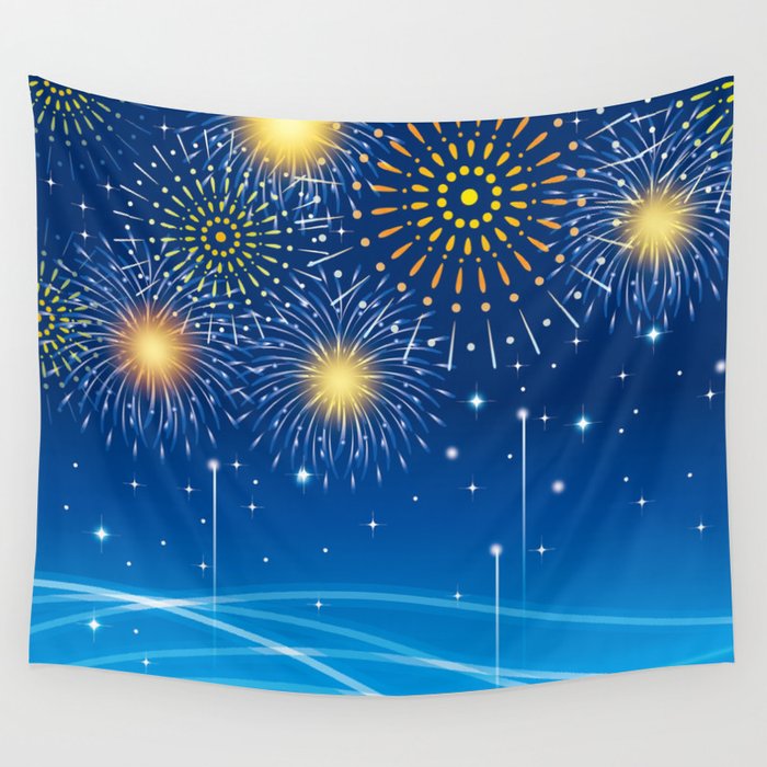 Digital Fireworks Wall Tapestry