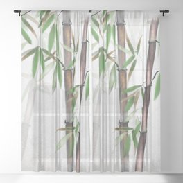 Bamboo Forest on patterned cloth Sheer Curtain