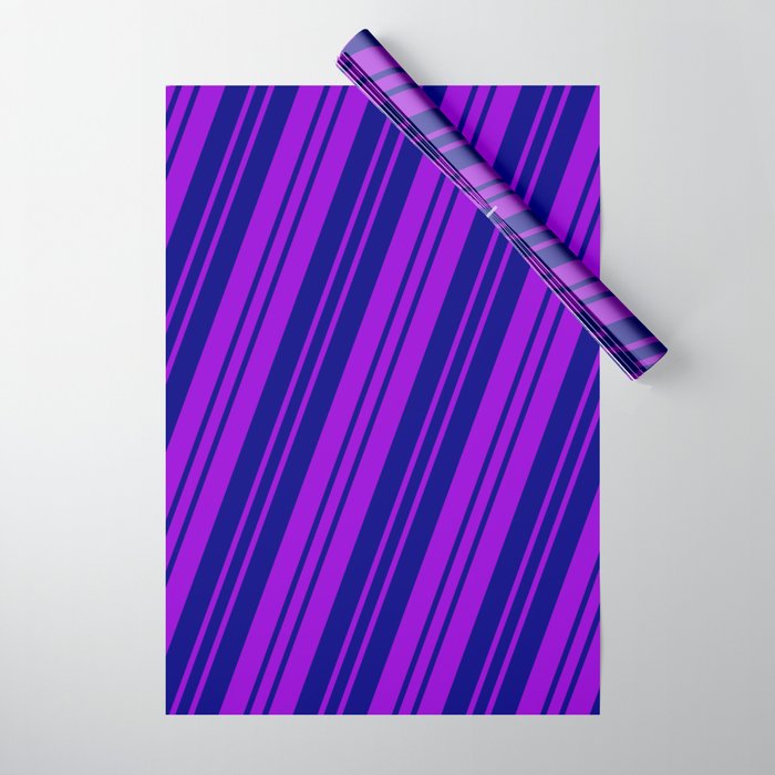 Dark Violet and Blue Colored Pattern of Stripes Wrapping Paper