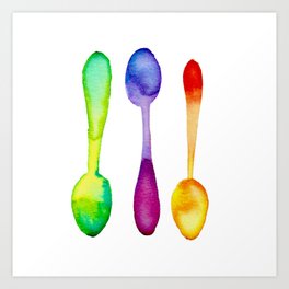 Three Watercolor Spoons! Art Print