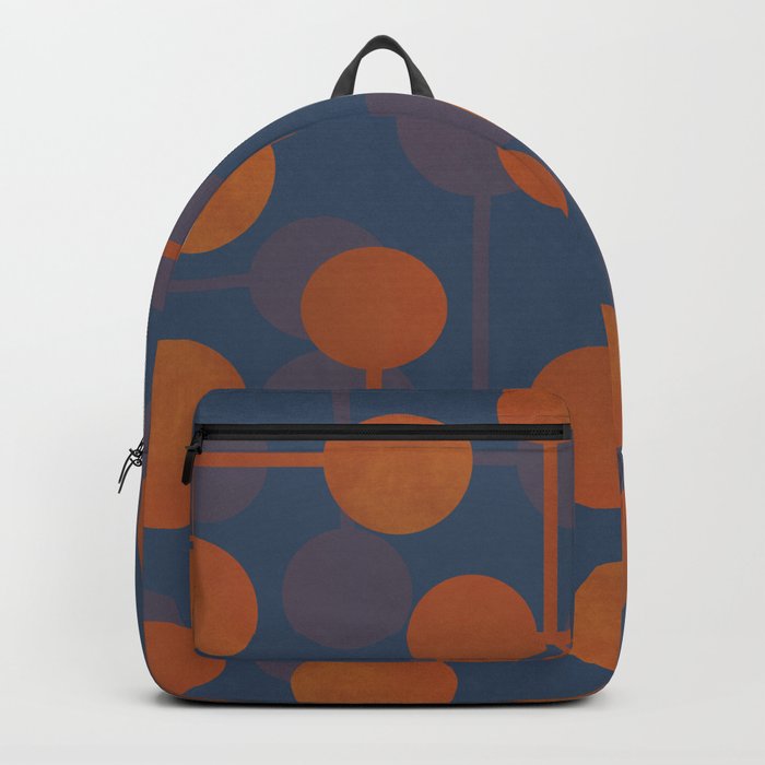 blue and orange midcentury dots pattern Backpack