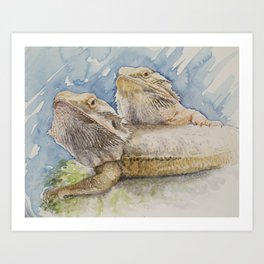 Bearded dragons, cute lizards Art Print