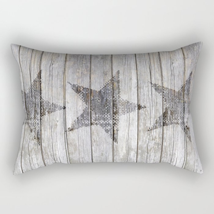 Grunge Star on old weathered grey wood Rectangular Pillow