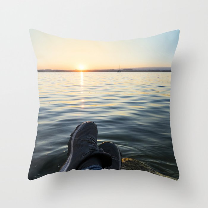 Sunset view of Lake Zugersee Throw Pillow