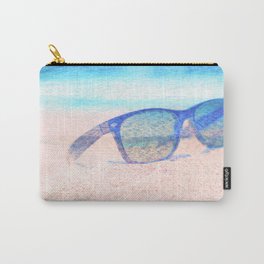 beach glasses blue and peach impressionism painted realistic still life Carry-All Pouch