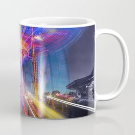 Midway Magic Long Exposure Nighttime Landscape Photography Coffee Mug | Backpacks Unique, Hdr, Long Exposure, Digital, Light Trails, Abstract, Photo Picture Design, Zoom Burst, Colorful, Light Painting 