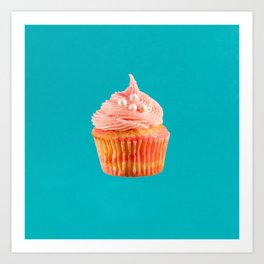 Cupcake Love | Pink & Pearls on Aqua Art Print