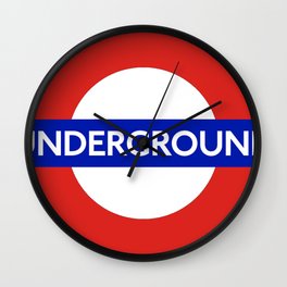 Underground Wall Clock | Metro, Unitedkingdom, Red, Underground, Blue, Travel, London, Typography, England, Subway 