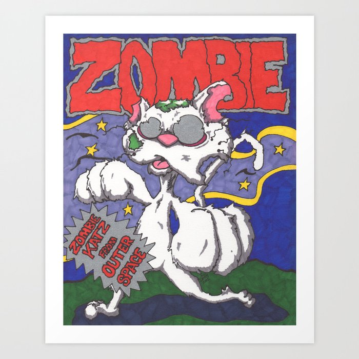 Zombie Kat Spoof Movie Poster Art Print