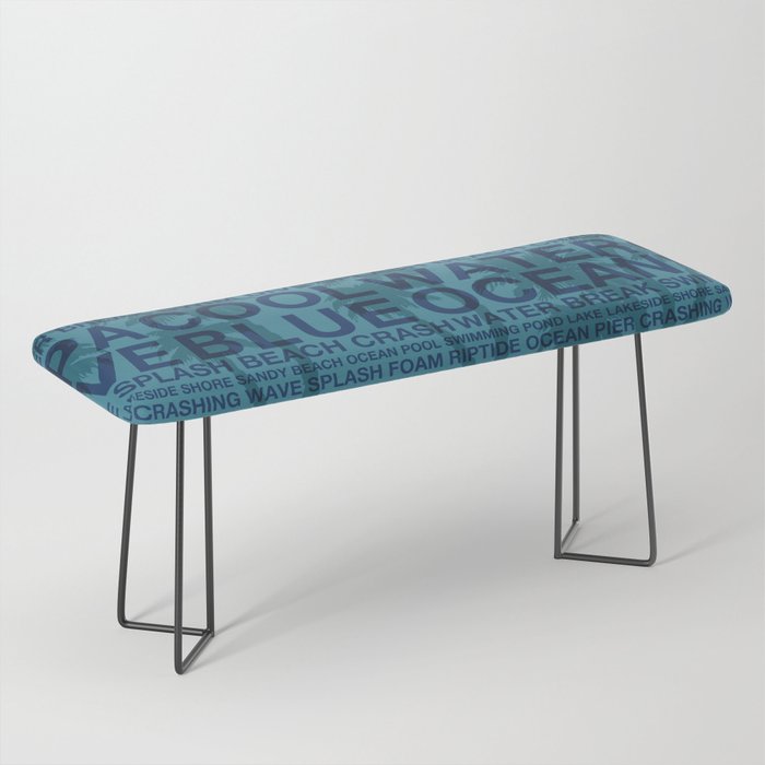 Summer Words Poolside And Palm Tree Hawaiian Graphic Design Bench