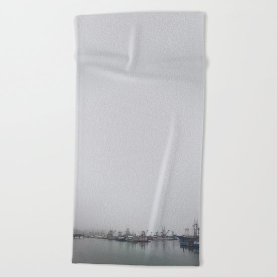 Moored in the Mist Beach Towel