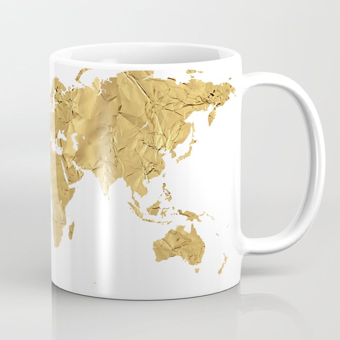 Gold Foil World Map Coffee Mug