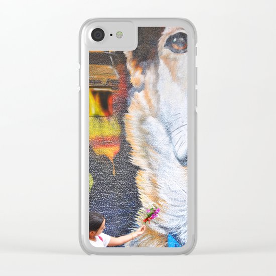 Few flowers as a tribute to the Loukanikos dog from Elisavet Clear iPhone Case