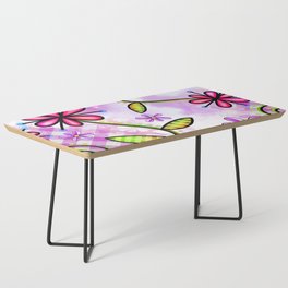 Watercolor Doodle Floral Collage Pattern 03 Coffee Table