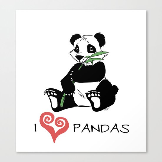 I Love Pandas Design Canvas Print