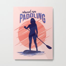 Stand Up Paddling Metal Print | Paddle, Board, Standuppaddle, Paddling, Sea, Standuppaddler, Summer, Surfboard, Standuppaddling, Silhouette 