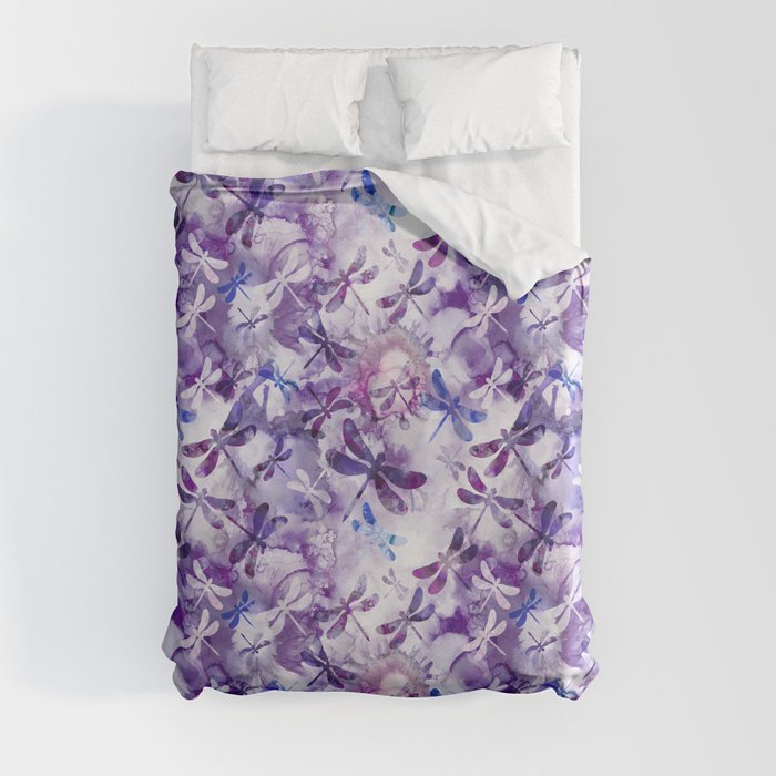Dragonfly Lullaby in Pantone Ultraviolet Purple Duvet Cover