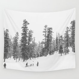Sledding // Snowday Winter Sled Hill Black and White Landscape Photography Ski Vibes Wall Tapestry