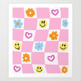 checkered danish pastel Art Print