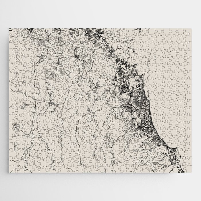 Gold Coast Black & White Map - Australia Gift.  Jigsaw Puzzle