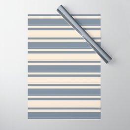 [ Thumbnail: Light Slate Gray and Beige Colored Pattern of Stripes Wrapping Paper ]