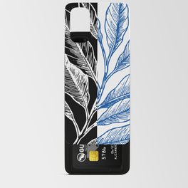 Fine Art Leaves Nature Cottagecore Floral Blue Black White Android Card Case