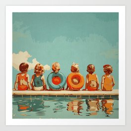 Kids at swimming pool Art Print