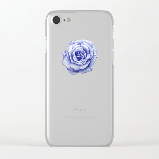 Ballpoint Blue Rose Clear iPhone Case