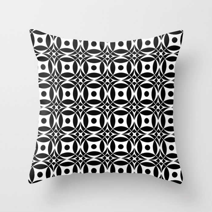 Optical pattern 115 black and white Throw Pillow