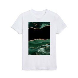 Emerald & Gold Agate Texture 01 Kids T Shirt