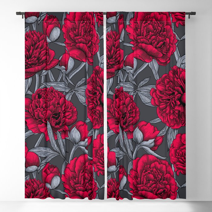 Red peony garden Blackout Curtain