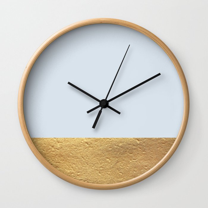 Color Blocked Gold & Periwinkle Wall Clock